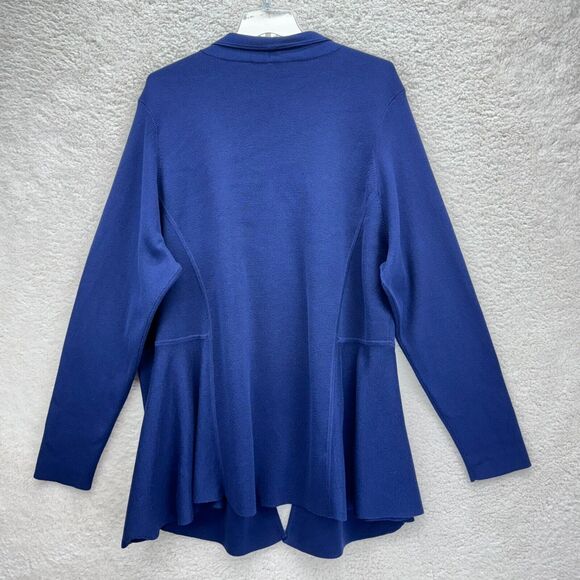 Eileen Fisher Knit Cardigan Womens Large Navy Blue Open Front Long Sleeves - Picture 2 of 8